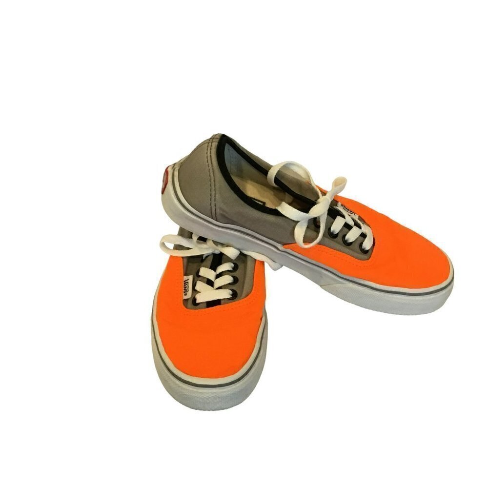 Vans The Era Skater Shoes Two Tone Canvas Women's Sz 7.5 Neon Orange Gray Unisex